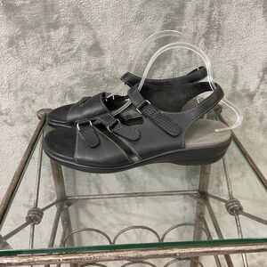 SAS Tabby Sandals Women's Size 9.5 W Wide Black Leather Straps Tripad Comfort